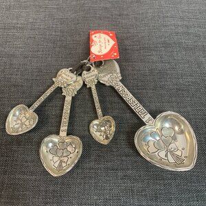 Ganz Silver Tone Metal 'Recipe for Love' Measuring Spoons Set Heart Shaped